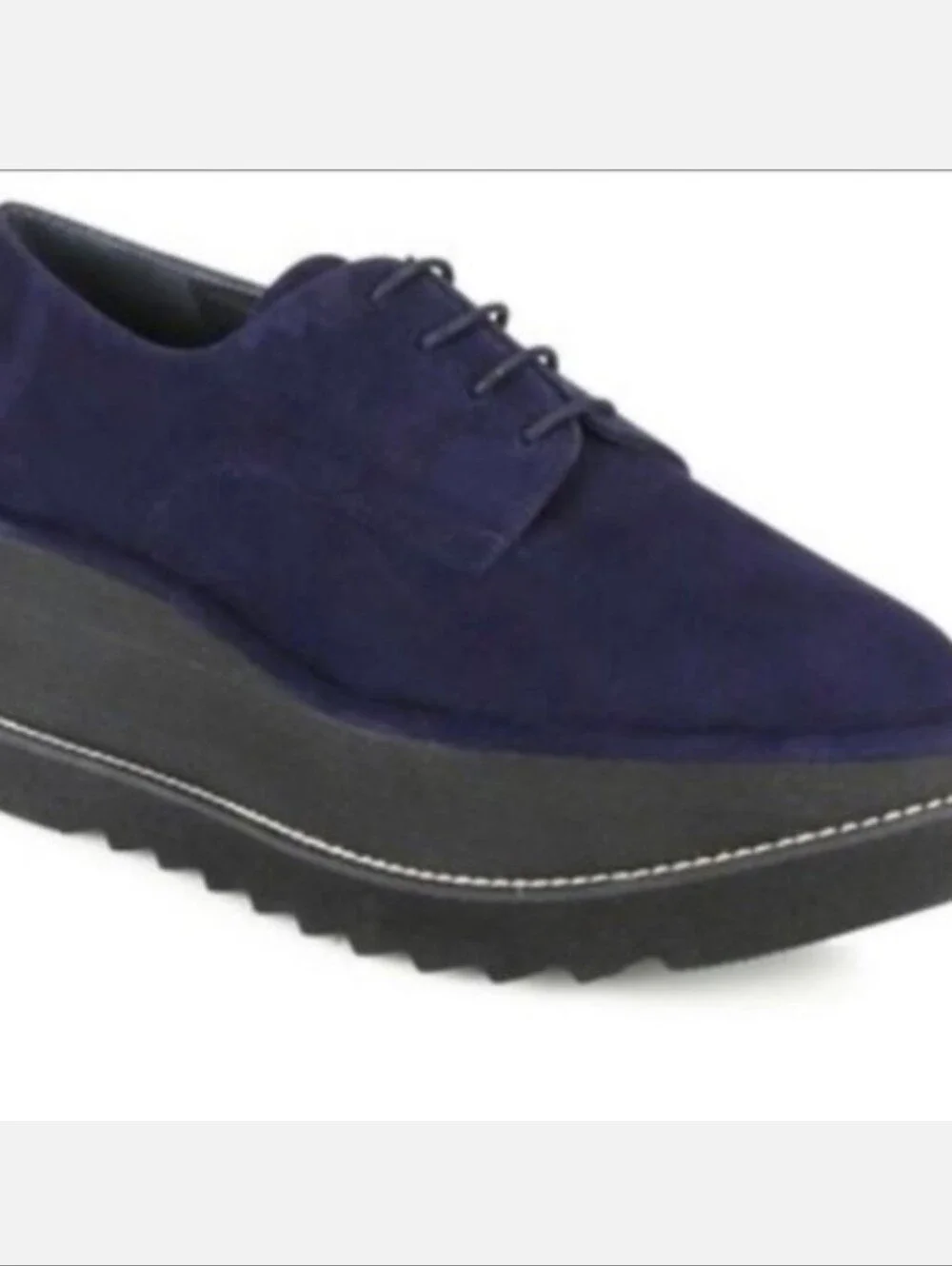 Stuart Weitzman Kent Blue Suede Platform LaceUp Oxford Loafer 9.5M EUC MSRP $598